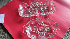 Vintage Anchor Hocking  EAPC Crystal Glass Star of David Divided Relish Trays picture