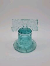 Vintage Mosser Glass Teal Blue Bicentennial Liberty Bell Paper Weight EUC picture