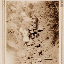 2V Photograph Woman Gold Mine Gold Mountain 1930 Map Notes On Back SIZE: 4X2.75  picture