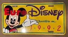 Rare 1992 New Original Disneyland Paris License Plate Ouverture en 1992 picture