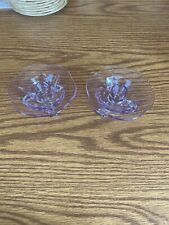 Vintage Fostoria Wisteria Glass 2 Footed Candle Holders Purple Color Change Blue picture