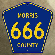 New Jersey Morris County NYC metro route 666 highway marker 1959 road sign 24x24 picture
