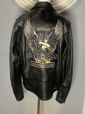 New W/O Tags Harley Davidson Men Leather Jacket Black Beautiful Size Tall Large picture