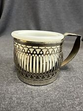 Vintage Silver Plated Shaving Mug With A Milk Glass Insert picture