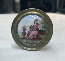 Antique 18th / Early 19th Battersea Curtain Tie Back Mirror Knob Porcelain picture