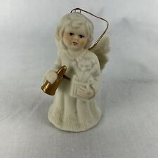 Baby Angel Bell Porcelain Christmas Ornament Holding Bell picture