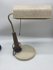 Vintage Banker's Desk Lamp Mid Century Modern Melamine Wood Pull Chain Lamp picture