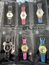 2008 Disney’s Wrist Watch Clock Collector Double Pin Back- set Of 6 picture