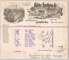 Letterhead 1915 Massachusetts Springfield Kibbe Brothers Confectionery Chocolate picture