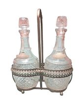 Gales Of Sheffield Vintage Crystal Decanters With Silver Plate Holder picture