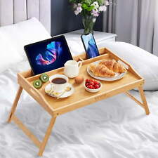 BENTISM Bamboo Bed Tray Breakfast Serving Table Laptop Desk with Foldable Legs picture