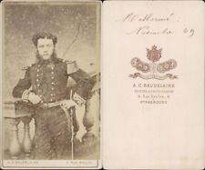 Baudelaire, Strasbourg, Military named Mallarmé, 1869 CDV vintage albumen card picture
