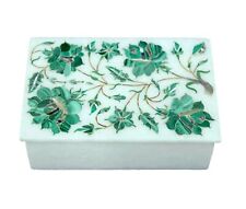 Rectangle Marble Jewelry Box Malachite Stone Inlay Work Giftable Box for Wedding picture