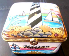 Vintage Agiftcorp Beautiful Trinket Box Clipper Ship Lighthouse Nassau Bahamas picture