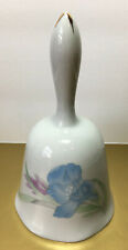 White Porcelain Bell Light Blue & Lavender Flowers Iris Garden Design 5.25