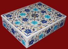 8x6 Inches White Marble Jewelry Box Pietra Dura Art Medicine Box with Royal Look picture