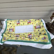 BARKCLOTH VINTAGE TABLECLOTH 46 X 64 INCHES MID CENTURY MODERN MCM CLOCK  picture