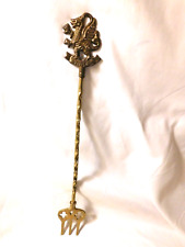 ANTIQUE BRASS TOASTING FORK WALES WELSH DRAGON ON HANDLE picture