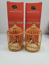 VTG Bird In Birdcage Ornament From Lillian Vernon Wood Decor Christmas Lot of 2 picture
