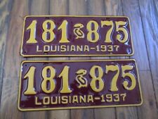 1937 Louisiana license plate pair professionally restored picture