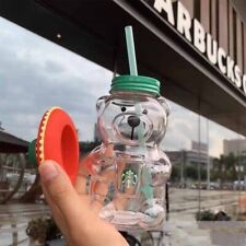 New Starbucks China 2023 Cute Lami Bear 503ml Glass Milk Coffee Cup With Straw picture
