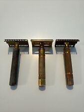 Group Of 3 Gillette Gold TECH Vintage Three Piece Safety Razors picture