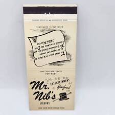 Vintage Matchbook Mr. Nib's Liquor Entertainment Fine Food Minneapolis Minnesota picture