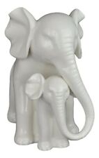 Festcool Porcelain Elephant Mother and Baby Elephant Statue/Figurine Whitewar... picture