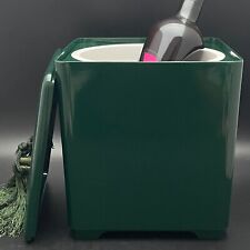 Green Tasseled Square Lucite MCM Wine Chiller/Ice Bucket Made in Japan 10