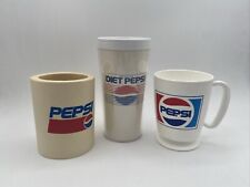 Set Of 3 VTG Pepsi Insulated Cup Coozie Plastic Mug USA Diet One Calorie picture