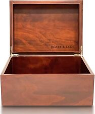 Large Wooden Box with Hinged Lid - Wood Storage Box with Lid - Keepsake Boxes picture