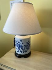 pair of lblue and white floral ceramic table lamps  picture