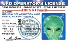 UFO CRUISIN' LICENSE AREA 51 PERMIT NOVELTY PLASTIC CARD picture