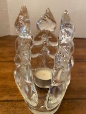 Dept 56 Glass Christmas Evergreen Split Tree Candle Holder Votive TeaLight 6” A6 picture