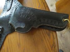 WESTERN HAND TOOLED LEATHER HOLSTER FANCY GUN BELT ~ 30 AMMO LOOPS picture