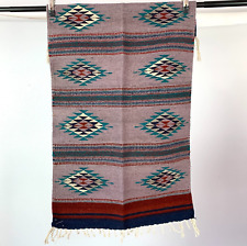 Vintage Handwoven Made in Mexico Wool Oaxacan Woven Rug Fringe 30