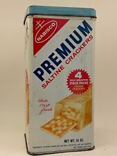 Vintage Nabisco Saltine Cracker Tin Premium 14 oz. blue lid empty picture