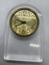 Vintage Mid Century Bulova Clear Lucite Acrylic Desk Alarm Clock  5.5