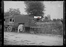 Gypsy Caravan, France, Plate Glass Photo Antique, Negative Black & White picture