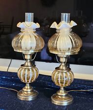 Rare Fenton glass lamps in beautiful caramel stripe picture