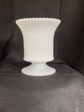 Vintage E.O. Brody Co. Milk Glass Footed  Ribbed Vase Compote Cleveland OH picture