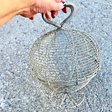 LARGE Mid-Century French Wire Kitchen Basket and Colander ~Farmhouse Cottagecore picture