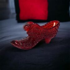 Fenton Ruby Red Glass Shoe Cats Head Hobnail picture
