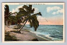 Miami Beach FL-Florida, Scene On The Beach, Antique Vintage Souvenir Postcard picture
