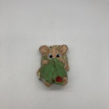 VTG hand paintrd ceramic bunny hiding under a leaf with lady bug picture