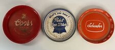 Vintage COORS SCHAEFER PABST BLUE RIBBON Round Beer Serving Tray Lot Of 3 picture
