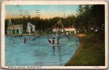 BRAINERD, Minnesota Postcard LUM PARK Swimming Bathing Scene Slide 1928 Cancel picture