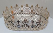 Bath & Body Works Gold Bling Royal Queen Dainty Crown Perfume Vanity Tray Mirror picture