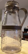 A G SMALLEY #1 PINT TIN TOP MILK BOTTLE W/TIN HANDLE & SIDE EMBOSSING-RARE-NICE picture