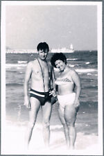 1970s Beautiful girl  and guy beefcake on the beach   Vintage Photo picture
